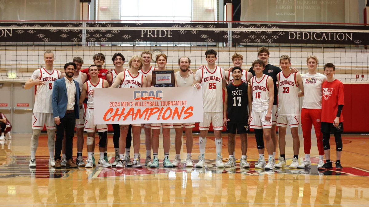 SXUAthletics's tweet photo. News: No. 7 @SXUmensvball Claims Fifth Straight CCAC Tournament Championship #GoCougs🐾🏐 #WeAreSXU

https://t.co/kFzc3iMUYM https://t.co/qrtoCW3zIE