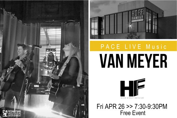 Next Friday, we got Van Meyer performing LIVE at McCormick's 1894 bar during #HoffFourthFriday from 7:30-9:30PM.

PACEArtsIowa.org/calendar

#PACEArtsIowa #UNleashCB #LocalEvents #EatLocal #SupportLocalArtists #MusicLovers #FoodLovers #ArtsMatter #NightOut #CouncilBluffs #IowaArt