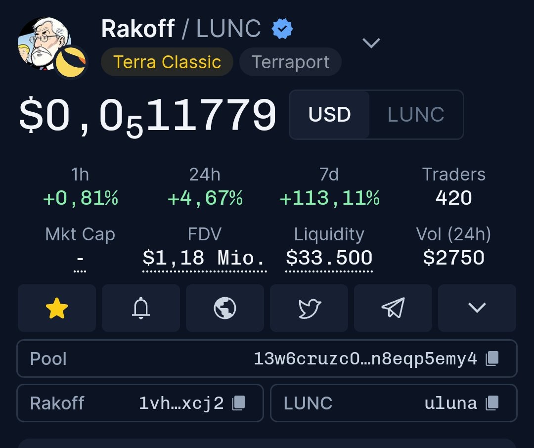 Let the $Rakoff $lunc $terra arbitrage games begin.. @_Terraport_ team & our beloved dev @frag_dude are working on fixing the LP addition for both pools Thanks @RexYellerBelly for great support 🔥 Thanks @hexxagon_io for integration & in-wallet swaps 🚀 Interchain arbs soon