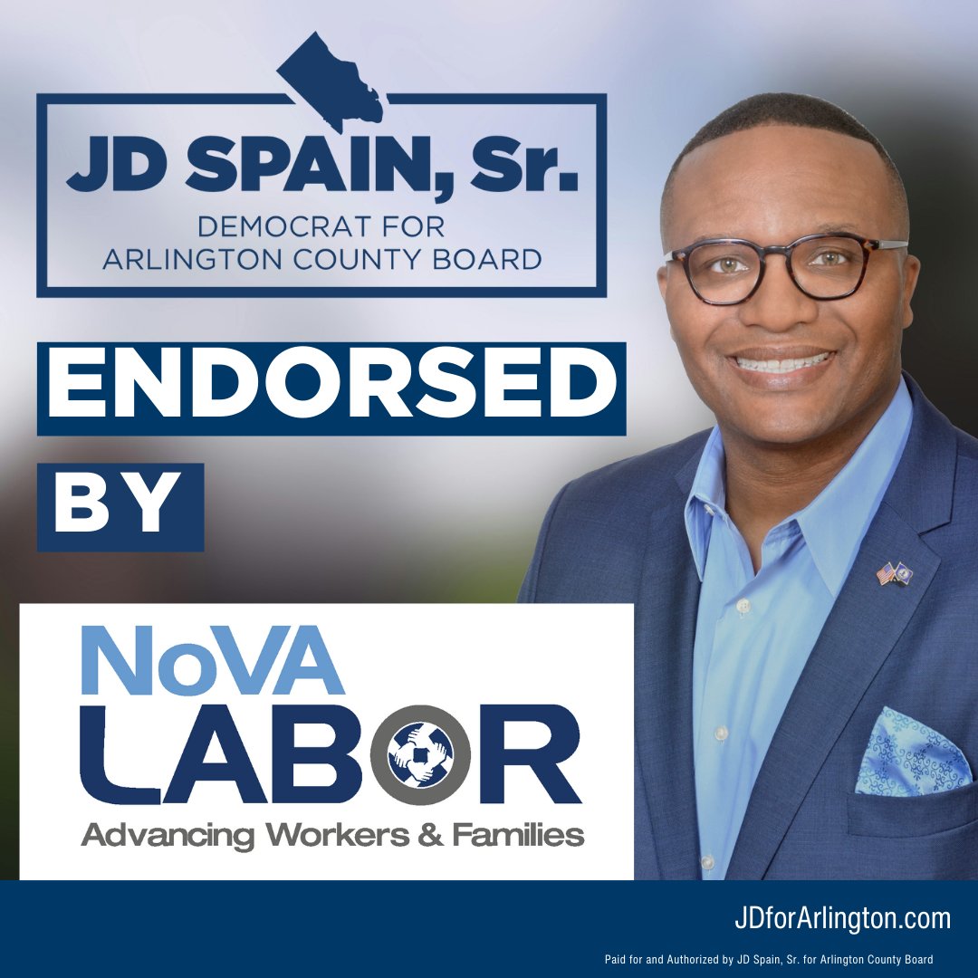 Thank you, @va_labor, for your endorsement! Vote JD #1 Choice. Early Voting Starts May 3. Primary Date is June 18. #jdforarlington #arlingtonva #virginia #labor