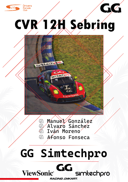 GGSimRacing's tweet photo. Empieza la CVR con una espectacular carrera de 12H en Sebring
Nuestros pilotos de iRacing están preparados para dar espectáculo
@ViewSonicES @Simtechpro
-
@Garcia97Fran @JuanmillaA1992 @Aleixgf22 @SitoFerrer22 @Parada_GT
-
@18ManuGonzalez @GG_AFonseca @IvanMoreno21 @alsanso93 https://t.co/UFvbpf6ggr