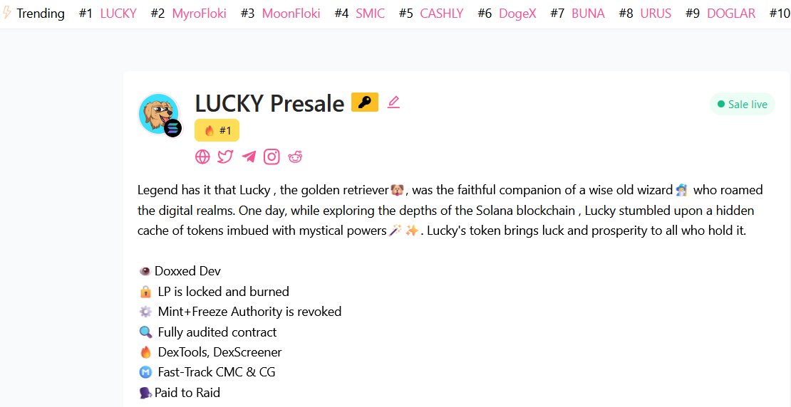 #1 trending on @pinkecosystem ! today's your $LUCKY day !