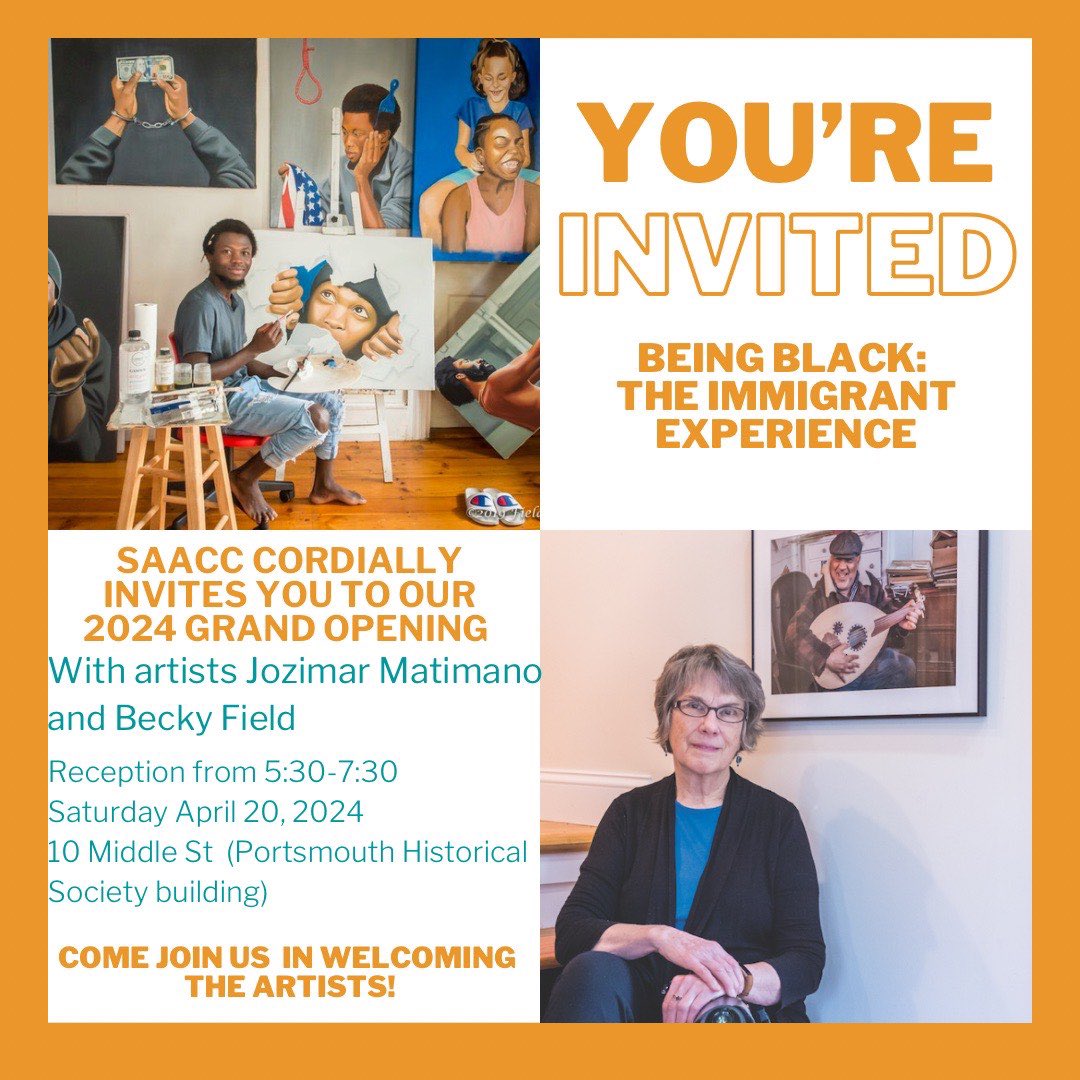 Tonight! Come meet these brilliant artists featuring featuring in our new season show, being black: the immigrant experience! Weinandt much to celebrate 530 to 730, 10 Middle St.!