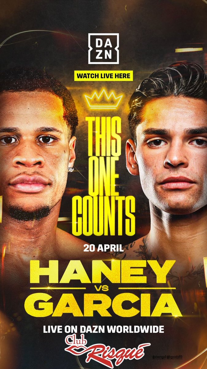 HANEY vs GARCIA tonight with your #RisqueGirls! #VIP #Champagne @DAZNBoxing