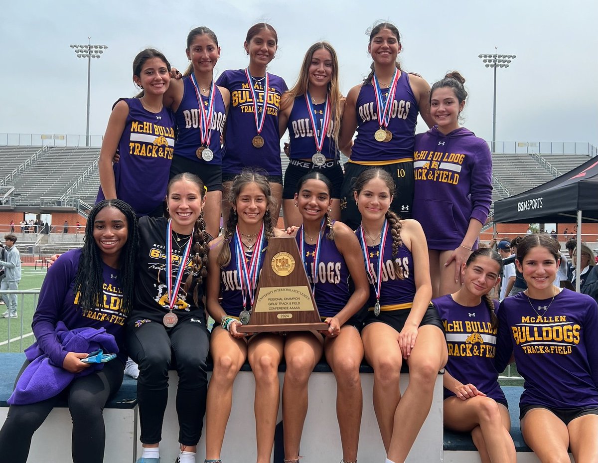 jvillalobos000's tweet photo. Congratulations to the McHi Lady Bulldog Track Team, Girls 5A Region IV  Champions! Awesome team effort by everyone and great planning by Head Coach Louie Cantu led to this rare achievement for valley teams. We are McHi! 
@McAllenISD @McHiPride @Mchi_Yearbook @lopezjay @MchiTrack https://t.co/c9nbt0xxJS