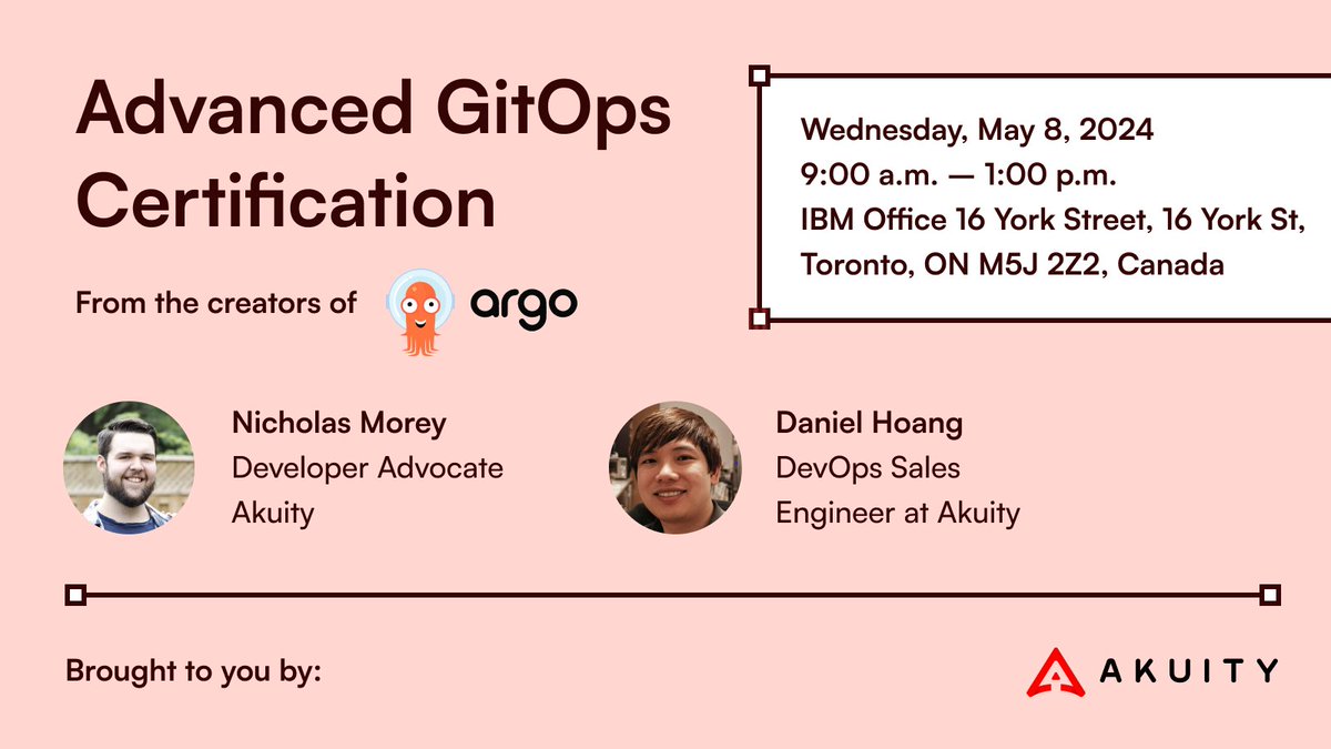 We're coming to #Toronto in May for @KubeHuddle - make sure you sign up for the Advanced #GitOps workshops we'll be running on that occasion!

Learn advanced #ArgoCD tactics from @morey_tech and @dhpup 🤓

hubs.li/Q02trDln0

#devops #argoproj #kubernetes #k8s