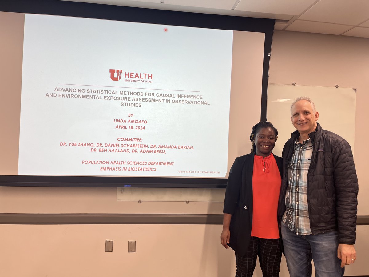 So proud of @amoafo_linda, who did an amazing job presenting and defending her PhD dissertation. Honored to have been part of her thesis committee. #BiostatsElevated