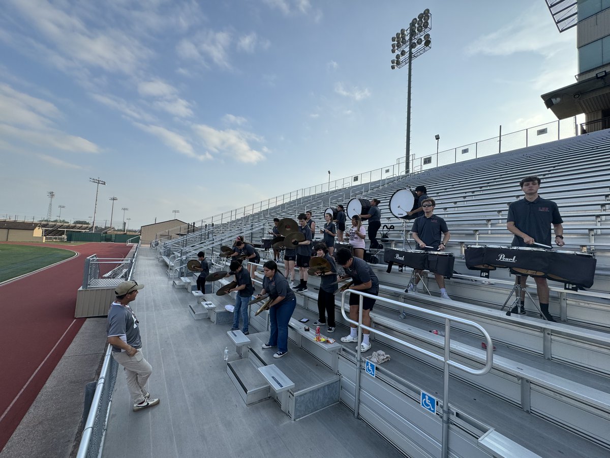 Drumline supports LEE Powder Puff game by providing school spirit!!! @NEISD @NEISDFineArts