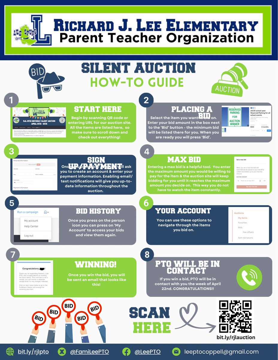 Only 8 hours left to place your online bids in our Silent Auction. We have incredible deals that I promise you don’t want to pass up! Check out all the items at bit.ly/rjlauction Time is almost up! Not sure how to bid? Follow the steps below 👇🏼 #rjl10ve