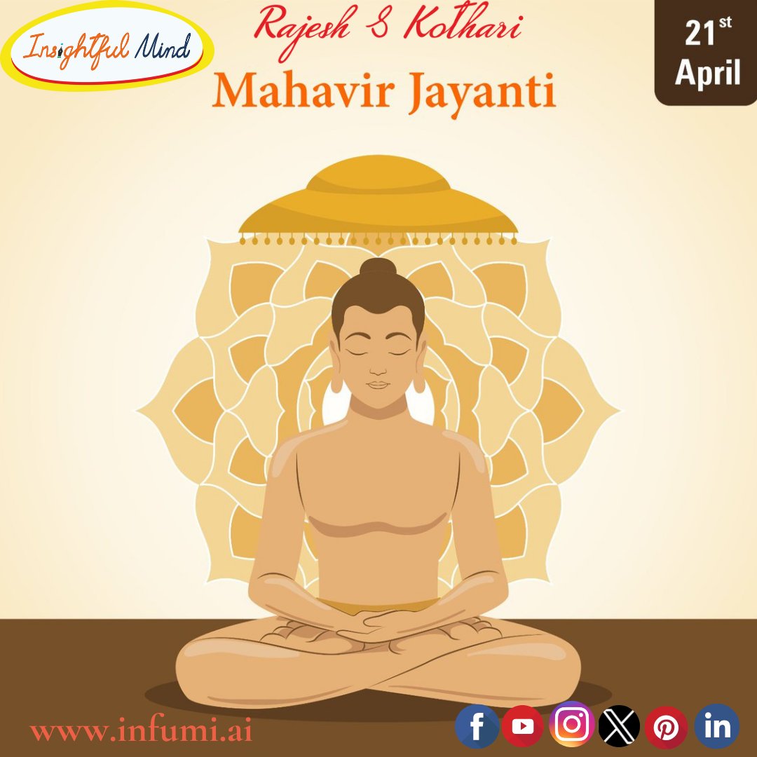 infumi_ai's tweet photo. Embracing the teachings of Lord Mahavir on his auspicious Jayanti. May his wisdom guide us towards compassion, non-violence, and enlightenment. 🙏 #MahavirJayanti #Peace #Wisdom #Blessings #insighfulmind https://t.co/cy19i6Yetw