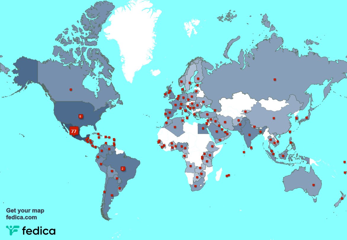 I have 100 new followers from Mexico 🇲🇽, and more last week. See fedica.com/!amerialvareztv