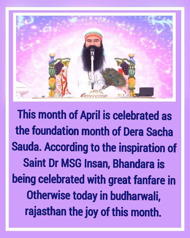 The only way to remove negativity is to go to satsang and meditate. Let's celebrate today. Celebrating #SpiritualSunday, listen to the teachings of Saint Dr MSG Insan at the Bhandara commemorating the establishment of Dera Sacha Sauda in Budharwali, Rajasthan.