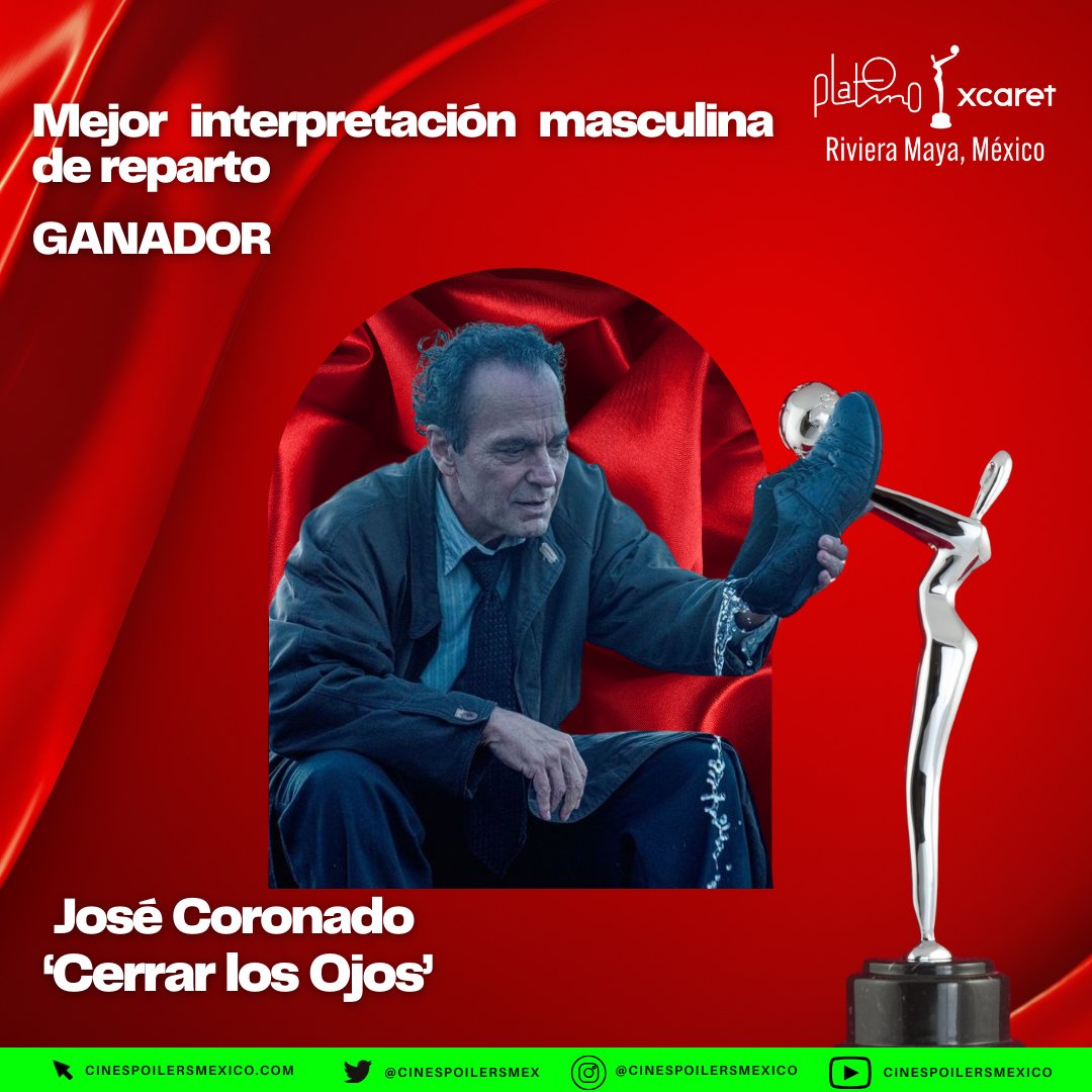 Esta noche la mejor interpretación masculina de reparto es para #JoseCoronado por #CerrarLosOjos 

#PremiosPlatino2024