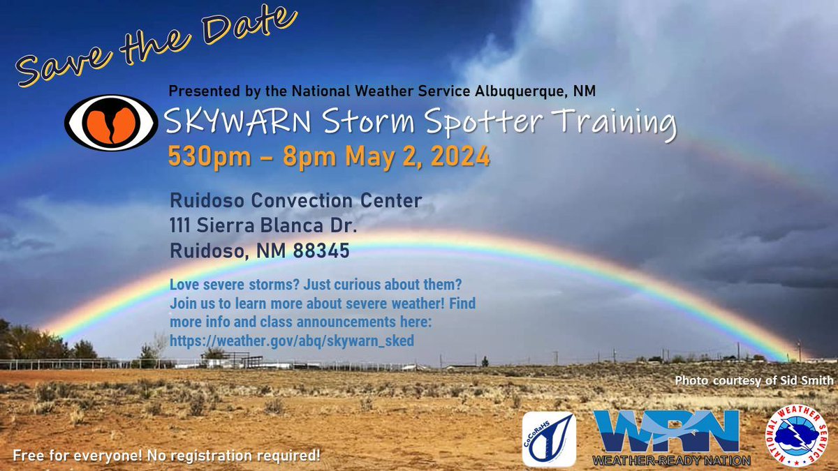 Roswell SKYWARN spotter training was a success! Up next: Clovis April 25th then Ruidoso on May 2nd! See you there! #nmwx