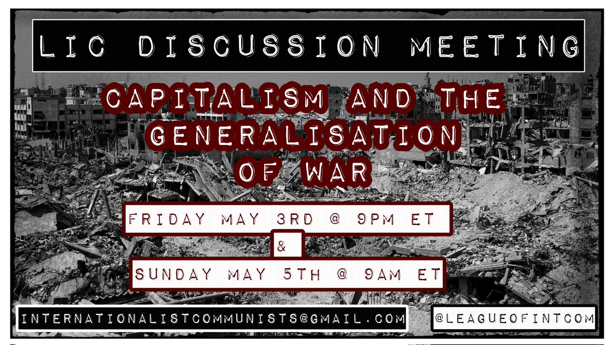 Due to the numerous armed conflicts happening around the world currently and the recent escalation in tensions and attacks in the Middle East, our next online discussion meeting will be on capitalism and the generalisation of war.
