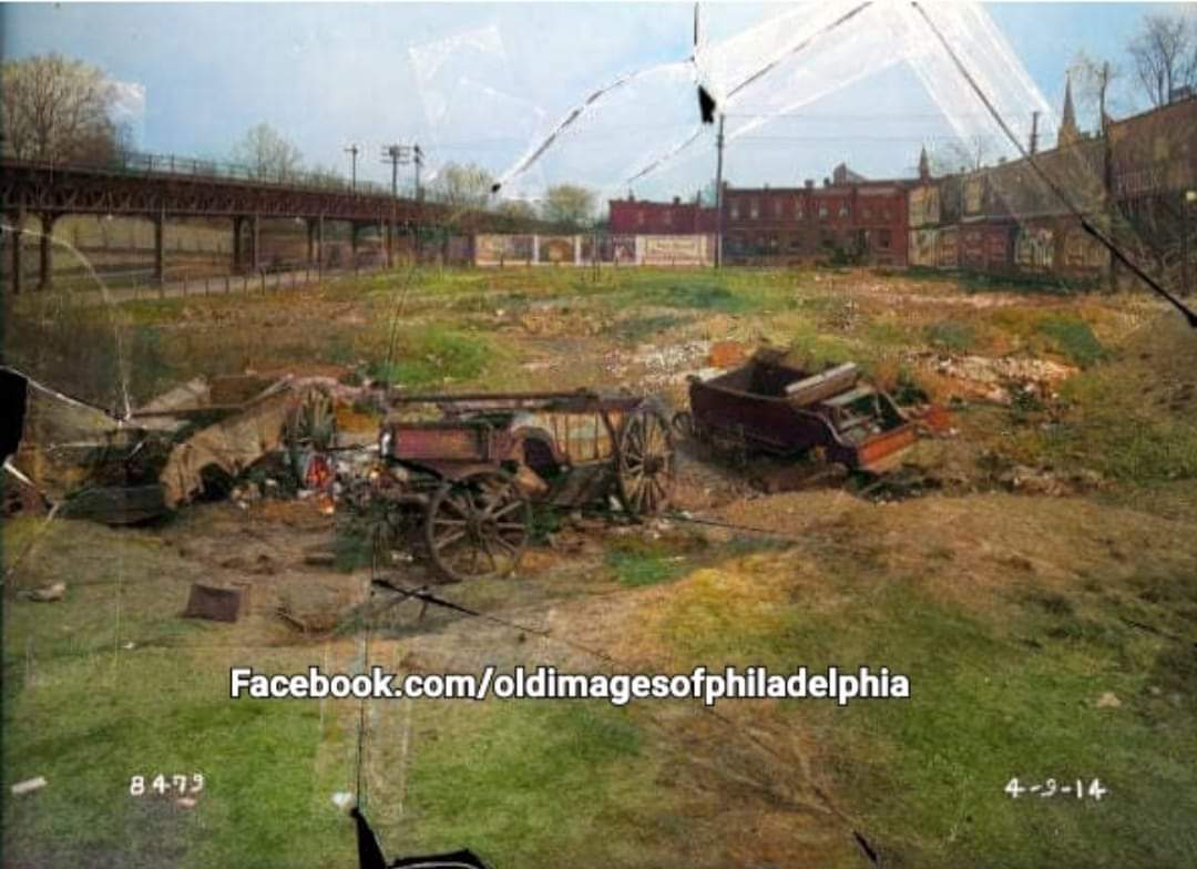 #WestPhiladelphia #Abandonedwagons in lot,45th & Market St. view is looking East on April 9th, 1914. This was 6 years before the Arena was built. Apparently the idea of leaving abandoned vehicles on empty lots go back further than we thought. Posted by Carl Manley