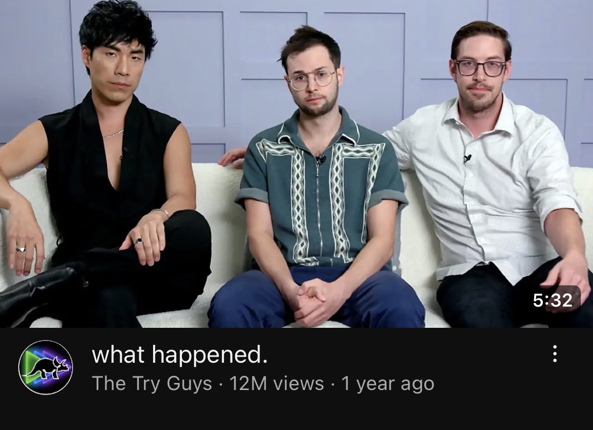 forcefedsoup's tweet photo. if i had a nickel for every time in the last year 3 guys on a couch who were previously from buzzfeed talked about something that has their community in shambles, id have two nickels.which isn’t a lot, but its weird that its happened twice.
#Watcher https://t.co/Je0GYS2znD
