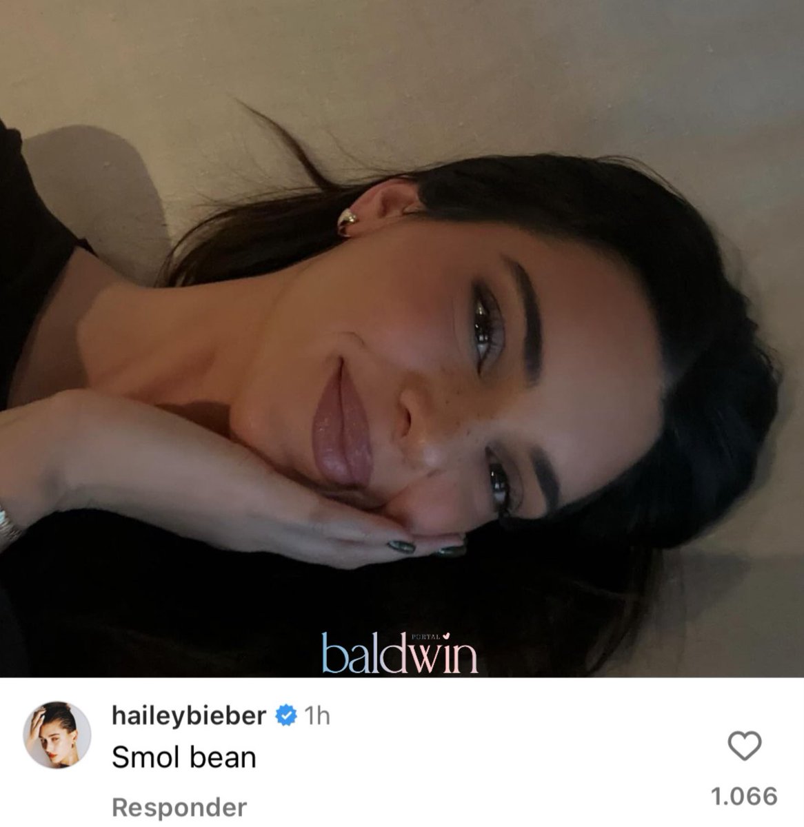 Hailey Bieber em comentário na publicação da Kendall Jenner: “Feijãozinho”.