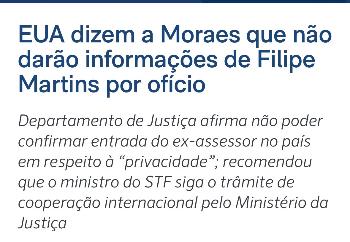 🇧🇷Duas importantes mensagens a serem extraídas da reportagem abaixo: 1-Só agora que o STF está buscando os documentos que poderiam (se existentes) embasar legalmente a prisão do Filipe Martins que está preso desde 8 de fevereiro, escancarando a ilegalidade da prisão. 2- O STF