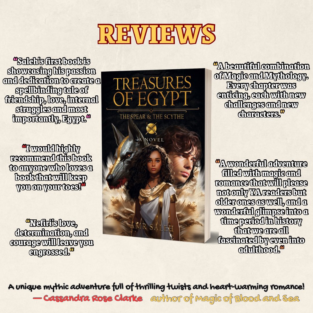 The first reviews of my YA fantasy debut, Treasures of Egypt: the Spear & the Scythe are in 🥳📚 But you too can read the book early. Simply follows the link in the bio to get your free eARC on NetGalley 😉🔗