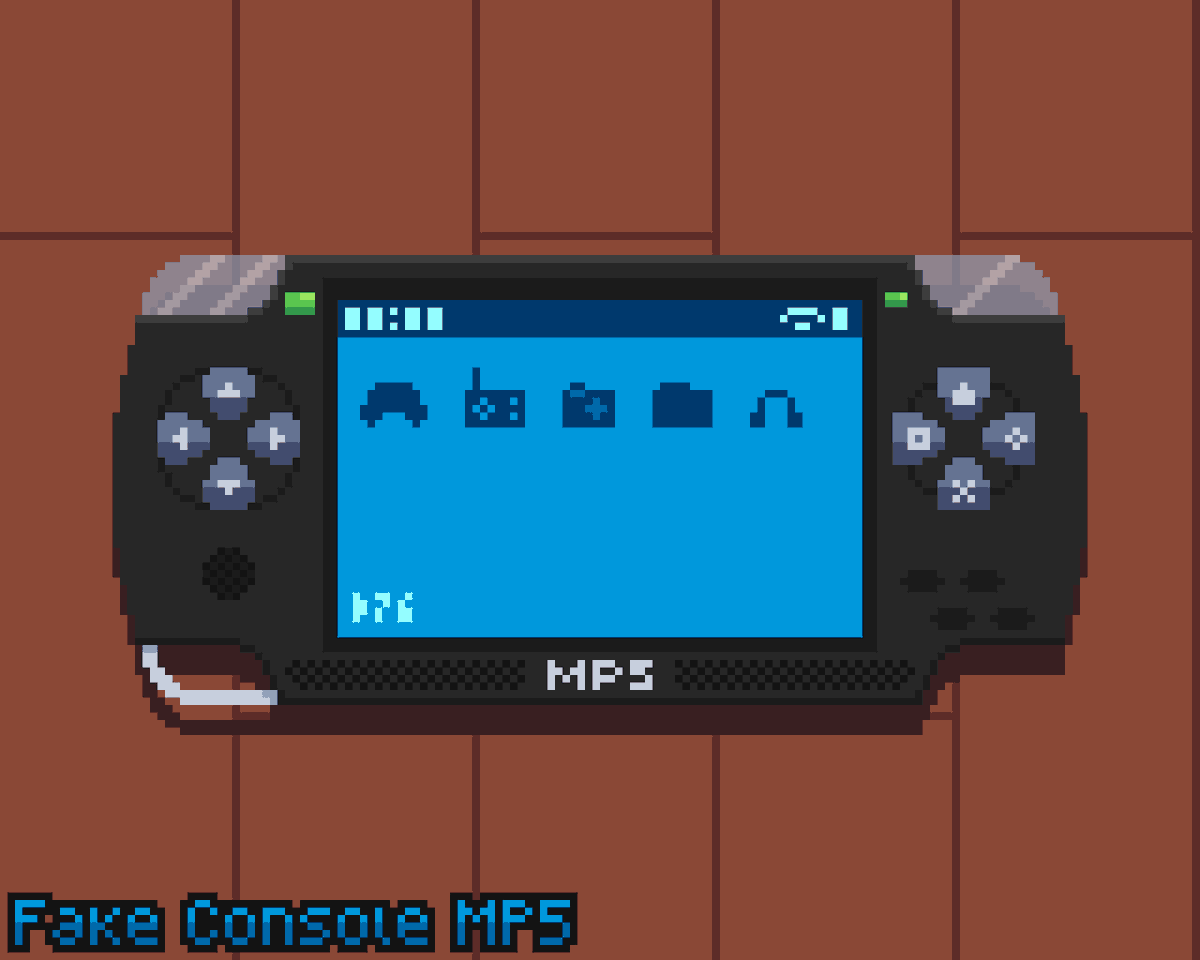 Darkniel76's tweet photo. @Pixel_Dailies #pixel_dailies #fakeconsole #pixelart 

Bueno, decidí hacer una Fake Consola que use en el pasado y ahora esta en algún cajón. El MP5, una consola portátil que podia correr juegos de SNES y GBA.

Me preguntó cuantos habran tenido esta copia de la PSP. https://t.co/fHBk96C4SQ