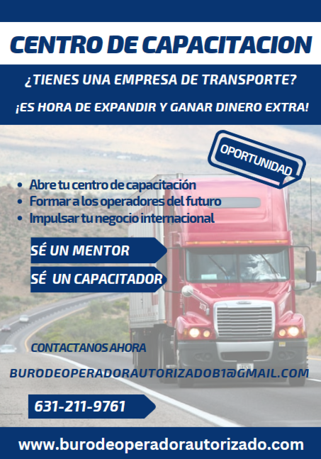 BuroOperadorB1's tweet photo. Ahora tienes la oportunidad de revertir el déficit de operadores del transporte internacional, gana dinero capacitando a nuevos operadores dentro de tu empresa #transporte  #TMEC #transporteinternacional @CaadesSinaloa https://t.co/f7Vxh0RYDE