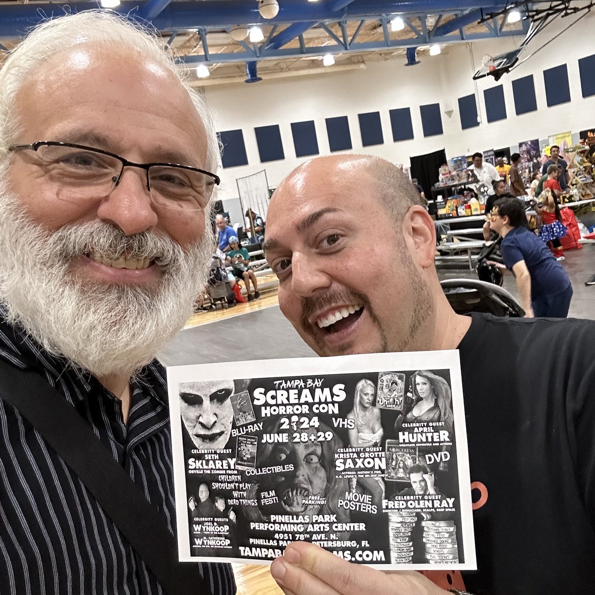 Tampa Bay Screams founder Sean Donohue bumps into the new TBS guy at a local con! Get ready for June, 2024 Tampa Bay Screams with Michelle Bauer, Fred Olen Ray, and more Guest Announcements coming soon! Like | Comment | Share tampabayscreams.com/tickets