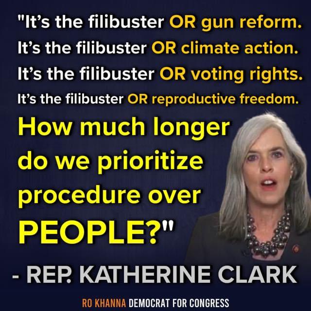 People over procedure. End the filibuster now!