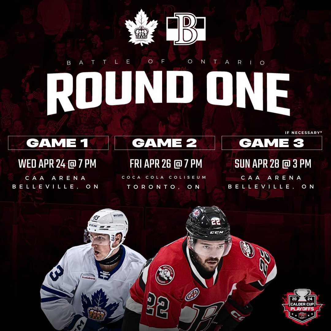 ROUND ONE: Battle of Ontario Home ice is ours. News Release 📰 bit.ly/4aJUKZF