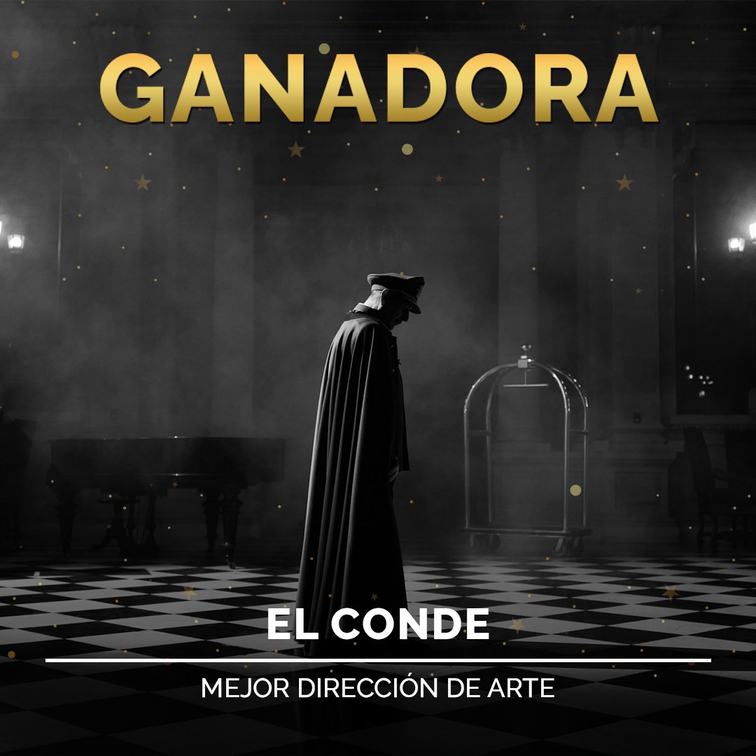 ¡Su primer Premio Platino! 'El Conde' se lleva su primera estatuilla de los @PremiosPLATINO por su dirección de arte. #Cine #PremiosPlatino #Xcaret #ElConde