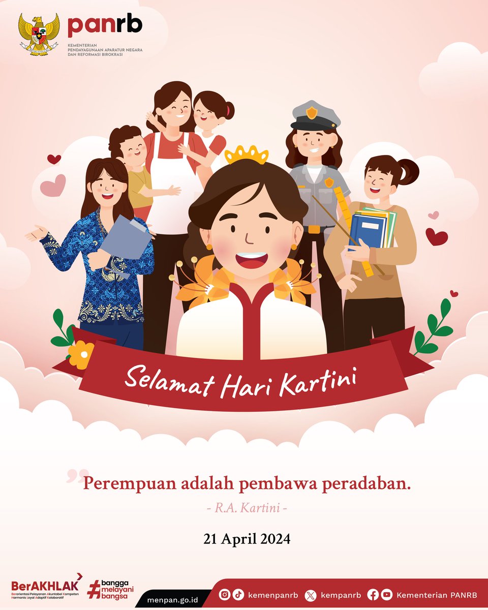 Kartini adalah simbol keberanian dan ketangguhan hati menghadapi tantangan. Dengan semangat tersebut, mari bangkit bersama untuk mewujudkan masa depan yang lebih baik bagi wanita Indonesia. Selamat Hari Kartini, para wanita Indonesia! __ #HariKartini