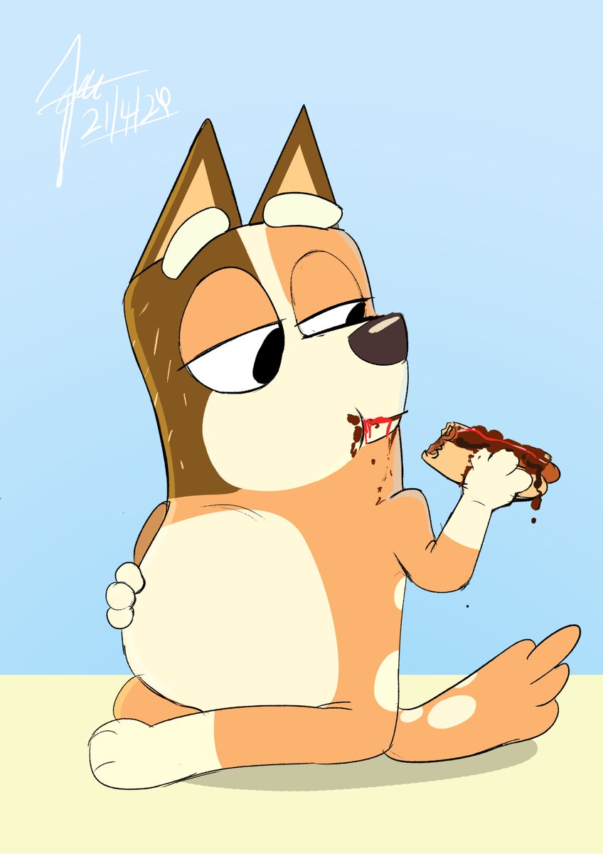 This episode of bluey is called 'cannibalism'

#BlueyTheSign #ChilliHeeler #chillidog #fanart #blueyfanart  #furry