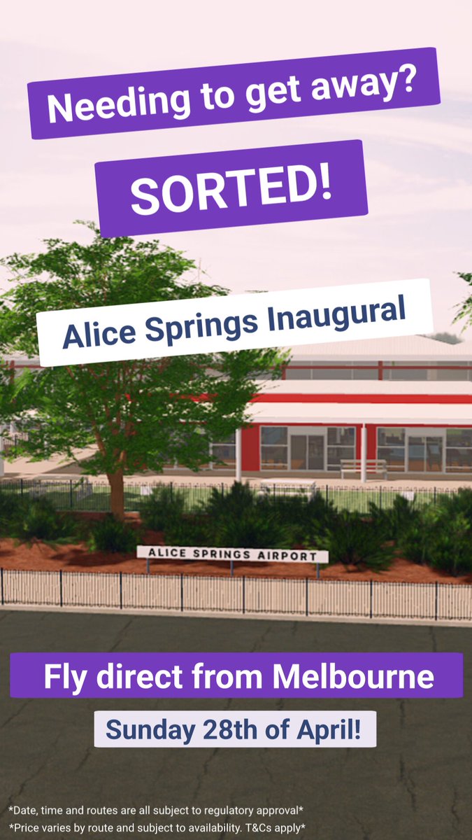 rexvirtualair's tweet photo. 🎉Alice Springs Airport Inaugural- this Sunday!!🎉 https://t.co/M31fmZCxea