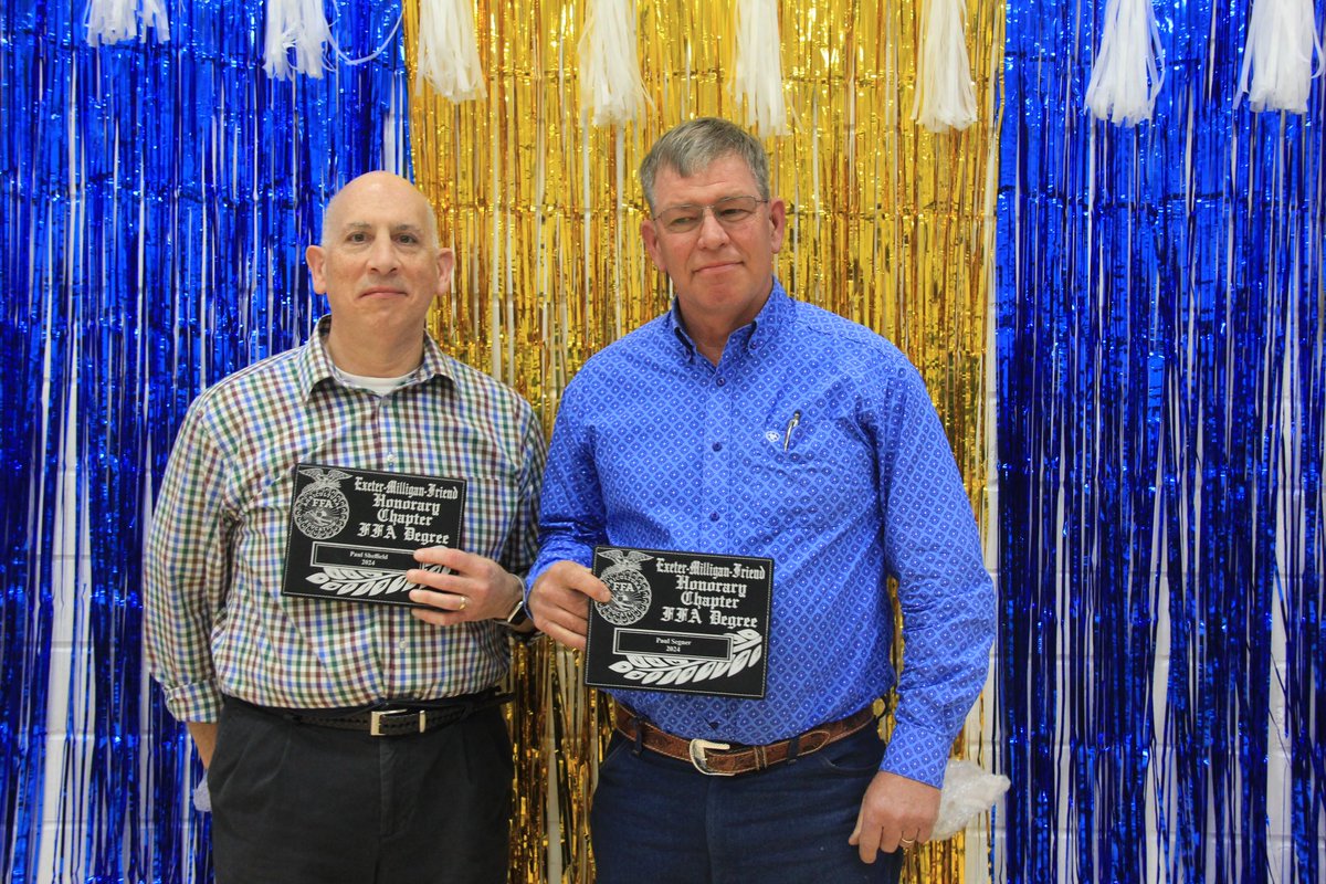 emf_ffa's tweet photo. It was our honor to present these two individuals with honorary membership degrees last night. Congrats to @paulsheffield and Paul Segner! #emfbobcats https://t.co/501CQIU1Pg