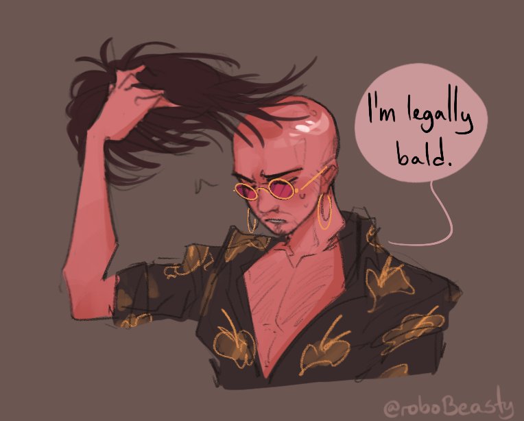 roboBeasty's tweet photo. An anon demanded I turn my mullet #HazbinHotelValentino bald, and WELL. HERE HE IS. #VEES https://t.co/assHk7zwLq