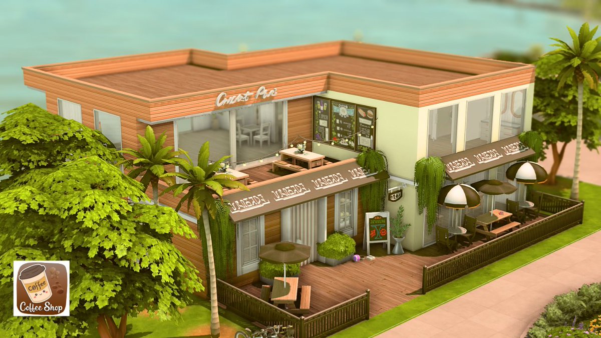 ☕A Coastal Cafe Lounge by the water 
🌍Sans Sequoia
💗Tysm LOS for encouraging me to get out of my comfort zone + try this build! 
On my EA Gallery: savythatsimmer

build challenge hosted by @lifeofsimsyt  | @TheSims #ShowUsYourBuilds #Sims4 #LosCoffeShops #eapartner