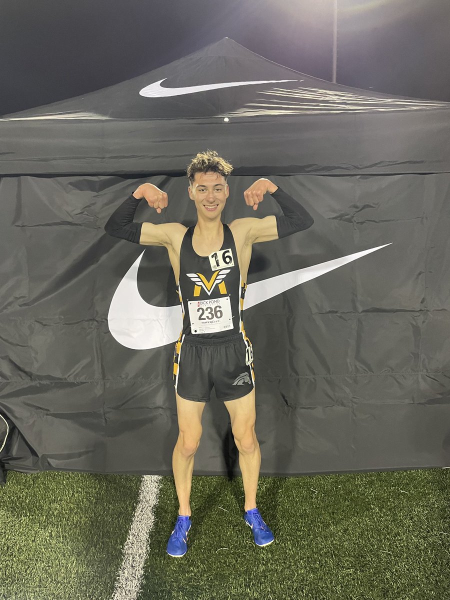 Austin Brown runs a 4:20.07 in the 1 mile (which converts into a 4:18.74 in the 1600M), making him the new school record holder in the 1600M! @MVMensXCTF @MeteaAthletics @meteavalley