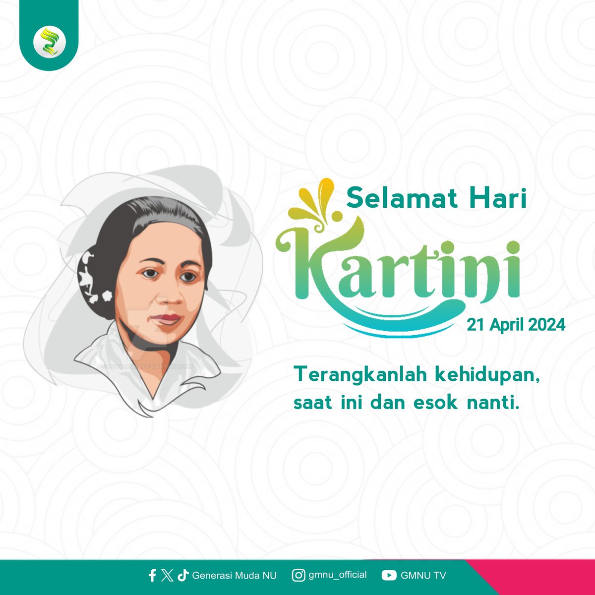 Teruntuk perempuan-perempuan hebat dan tangguh di seluruh Nusantara, kami Keluarga Besar Generasi Muda NU mengucapkan: Selamat Hari Kartini (21 April 2024) Terangkanlah kehidupan, saat ini dan esok nanti. #GenerasiMudaNU