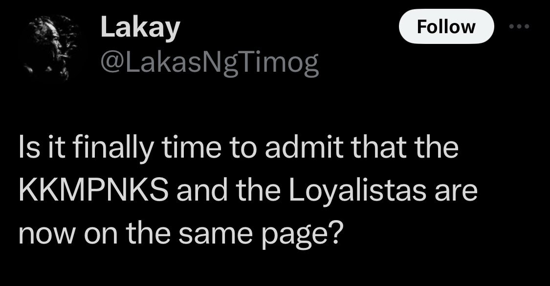 Perhaps only with regard to China. On any other thing, nope. Not at all. We still have our eyes on this admin as far as inflation, rising debt, food prices and other things are concerned. Kung bakit kami sang-ayon sa China stance ni Junior, kasalanan yan ng mga tuta ng China.