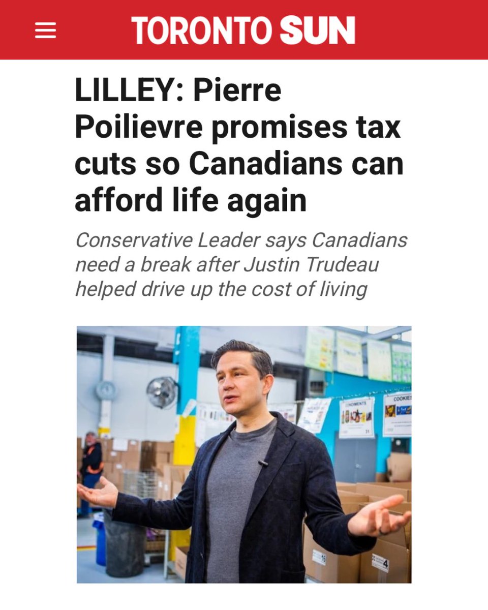 “LILLEY: Pierre Poilievre promises tax cuts so Canadians can afford life again.” torontosun.com/opinion/column…