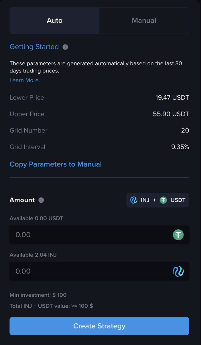 one perhaps under-appreciated feature on @HelixApp_ is their automated trading bot you can customize all of the parameters or just use their very reasonable defaults still no auto-tradeable $QUNT / $INJ pair though... @InjectiveQuants wen?
