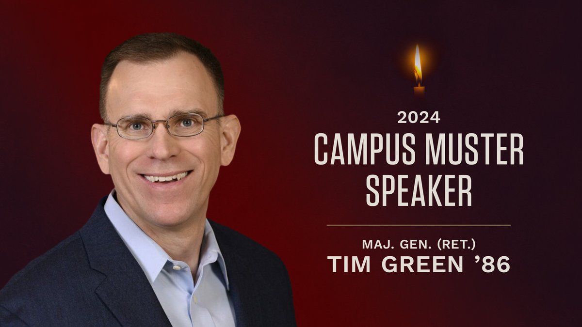 Maj. Gen. (Ret.) Tim Green ’86 will be the keynote speaker at tomorrow's Campus Muster ceremony. Gen. Green is a first-generation Aggie, served in the United States Air Force for more than 30 years, and is now the Director of @BushCombatDev: tx.ag/MusterGreen86