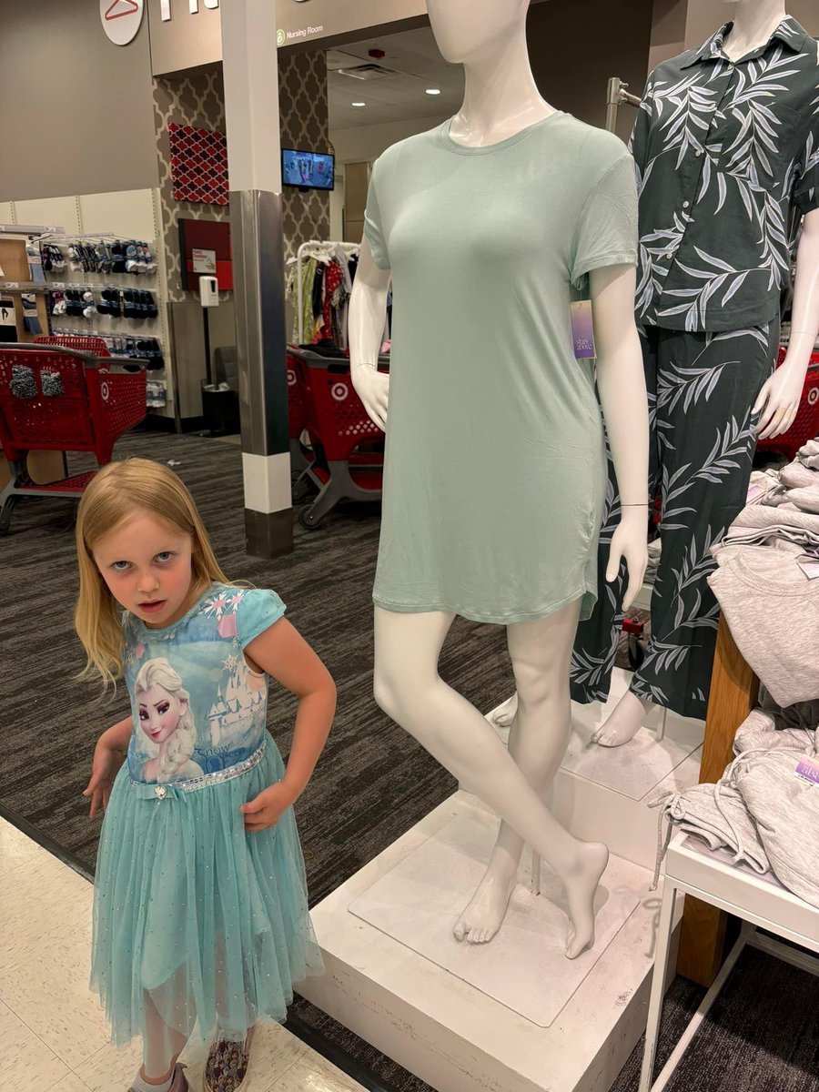 Mr. Poe’s youngest granddaughter enjoys posing like the mannequins.