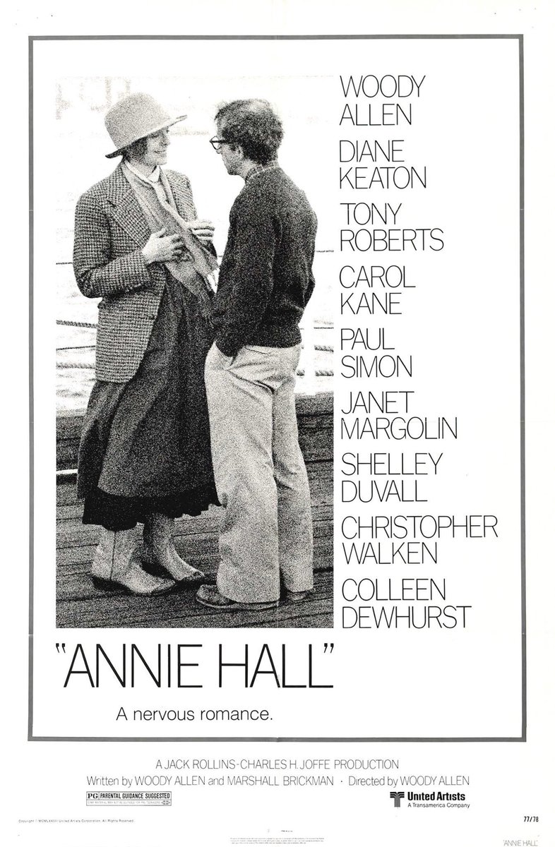 🎬MOVIE HISTORY: 47 years ago today, April 20, 1977, the movie ‘Annie Hall’ opened in theaters!

#DianeKeaton #WoodyAllen #TonyRoberts #CarolKane #PaulSimon #JaneMargolin #ShelleyDuvall #ChristopherWalken #ColleenDewhurst #DonaldSymington