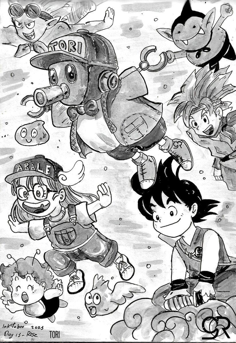 Rawrel's tweet photo. InkTober 2023 - Day 13
Rise - Tori

A small tribute to Akira Toriyama, one of my great influences for me to like drawing, manga and anime.

#Inktober #Inktober2023 #Ink #InktoberRise #InktoberDay13 #AkiraToriyama #Fanart #DragonBall #Anime #Manga #Arale https://t.co/GNXLuoAcnT