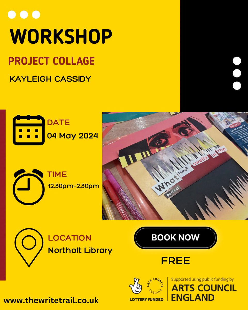 📣We have a fantastic line up of #writing #workshops next month! 
See ⬇️ 

📅04 May 2024
⏰12.30PM - 2.30PM
📍Northolt Library
🎫Ticketed+FREE

BOOK👉🏽 thewritetrail.co.uk

#ACESupported #London #Ealing #LetsCreate #CreativeHealth #LondonBorough #creativewriting #words #write