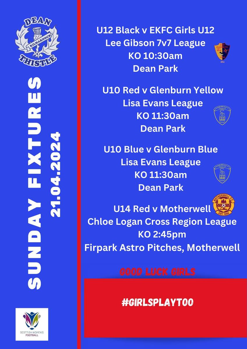 GirlsDeanTh1993's tweet photo. #SundayFixtures
#GirlsPlayToo https://t.co/KNSJnfrk16