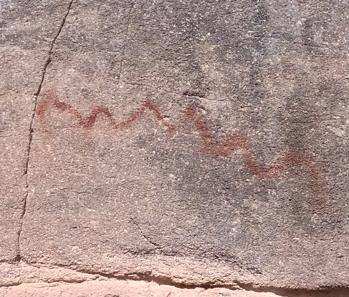 Those ~3000 yo pictographs are on the south face of the White River narrows and thus are quite f a d e d. This is enhanced. Cool things about the site is the ancients hunted here (pictographs speak of hunting) and also camped nearby.