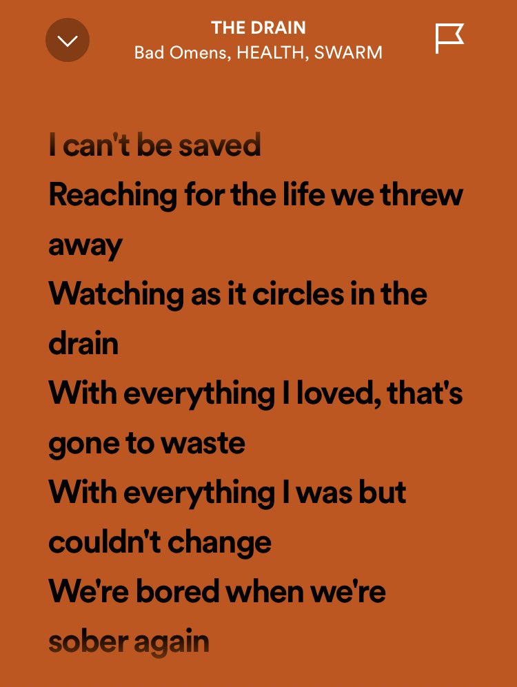 THE DRAIN has lyrics on Spotify finally
