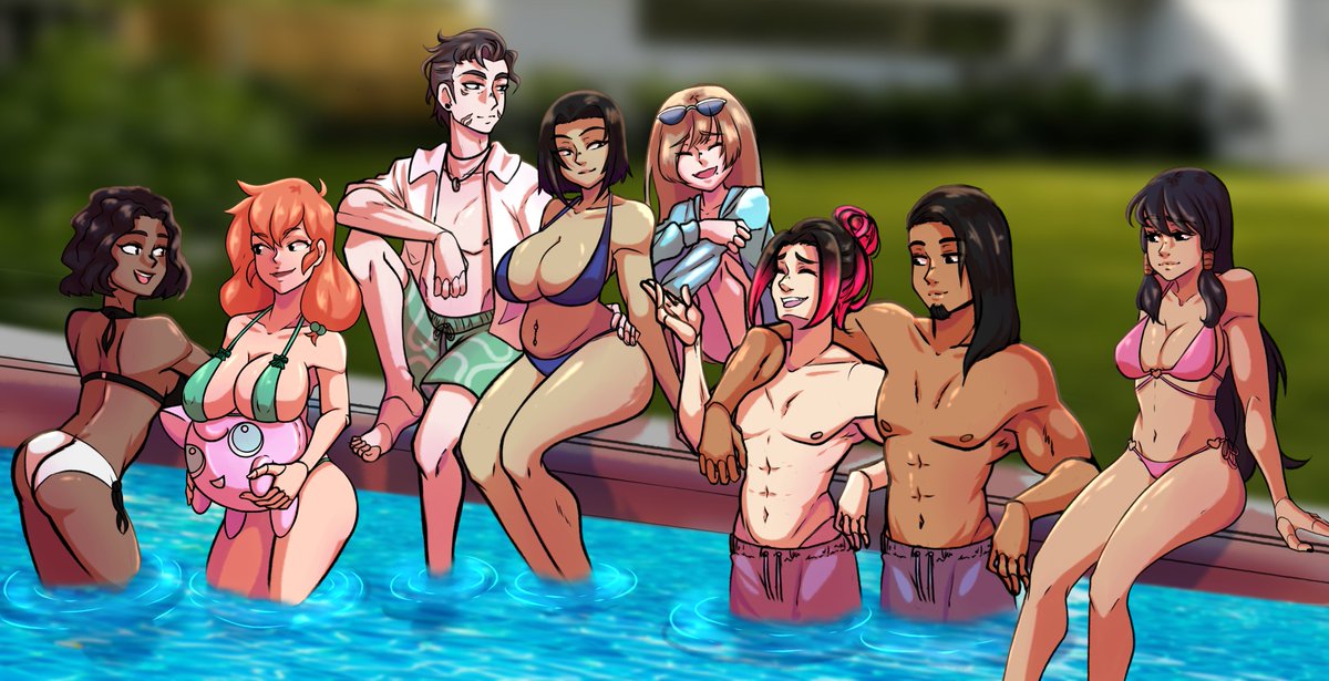 AkaneNonomura's tweet photo. FINALMENCHE!
This thing took me longer than it should (I'm lazy)

From left to right:
Emma: My Oc
Melody: @Yeriiko_  oc
Ian: @Raccoon_Mage  oc
Vanessa: My oc
Dean: @furaiid  oc
Taichi and Daniel: My ocs
Lina: @shina1318  oc

Al final lo terminé así nomas, pero Messi🗿
#digitalart https://t.co/tPY9NosIF0